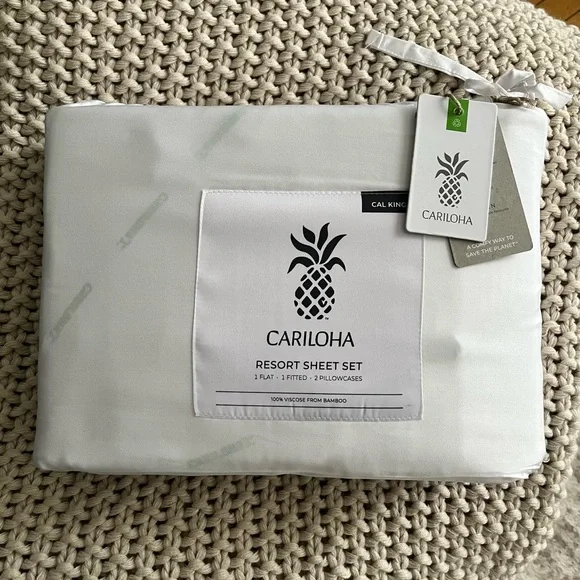 Cariloha White Resort Sheet Set NWT CAL KING - Picture 1 of 7